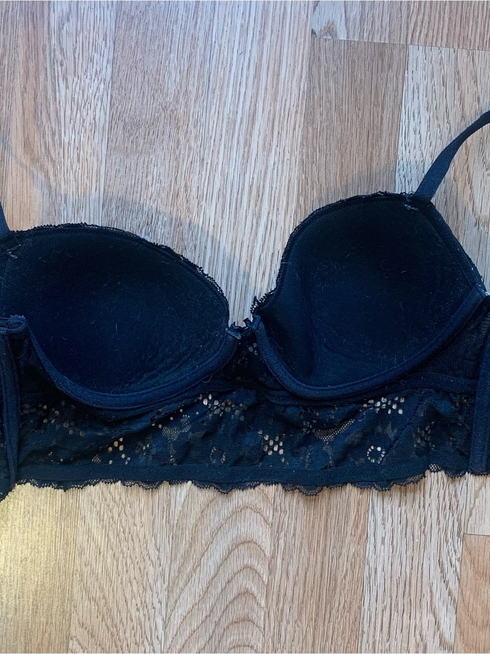 Adore Me Black Lace Longline Push-Up Bra - Picture 2 of 5